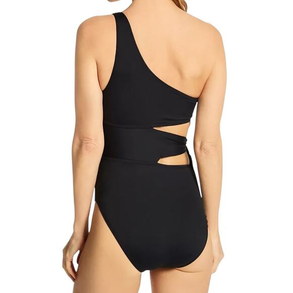 NWT! La Blanca Island Goddess One Shoulder Tie One Piece Swimsuit - Size 16 - Picture 2 of 7